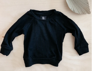 Ribbed Pull Over- Black